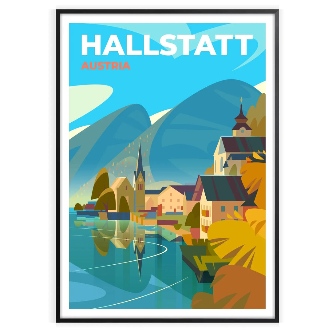 Hallstatt Print Austria Travel Poster home deco premium print affiche locadina wall art home office vintage decoration