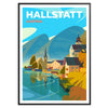 enchanting beauty Hallstatt Austria stunning travel poster serene green blue hues perfect wall art nature lovers ideal artwork gift occasion A4 cm A0 sizes