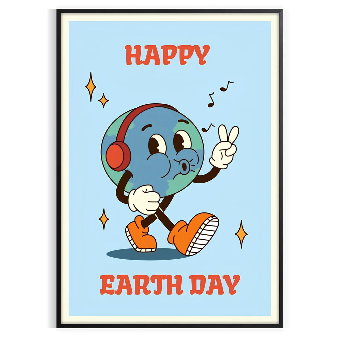 Happy Earth Day Groovy Poster Travel Poster High Quality Frame Premium Print Home Decor Color