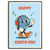Earth Day vibrant Happy Groovy poster bold orange black hues eye wall art thoughtful gift print touch retro charm space sizes A4 cm A0