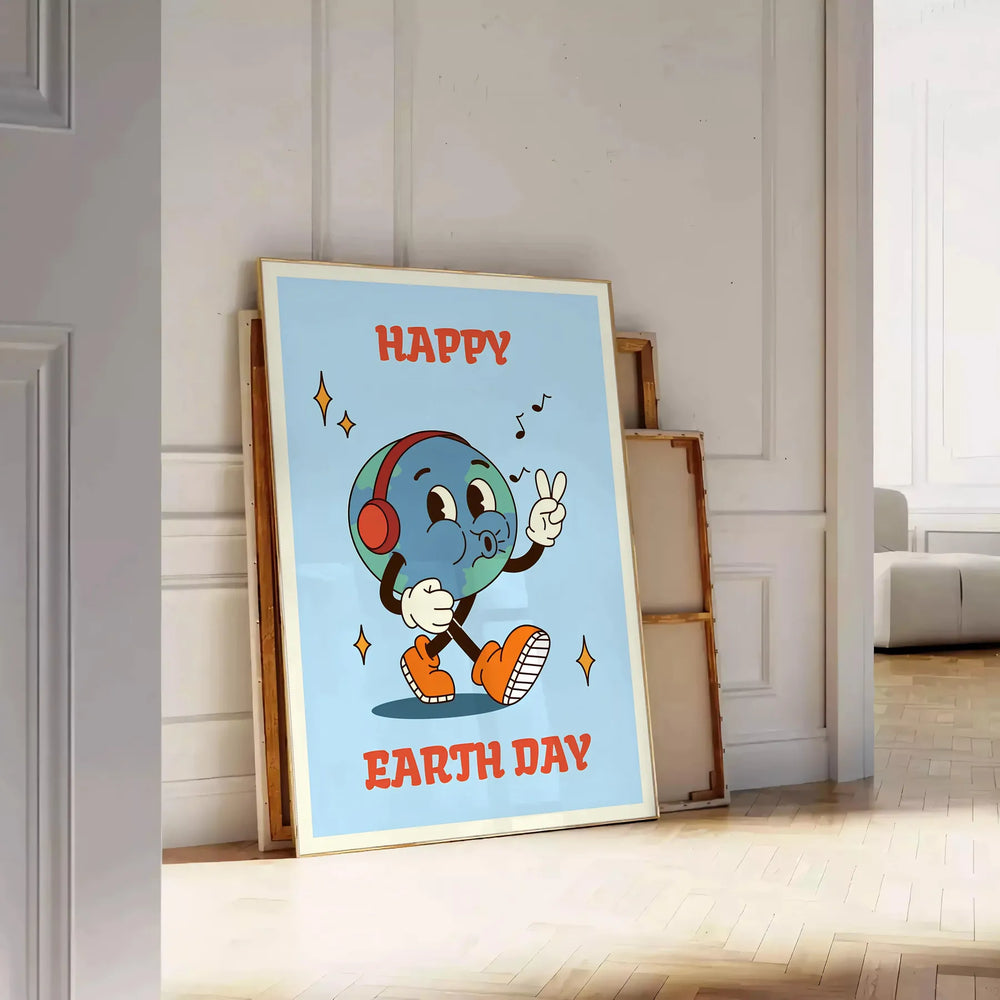 Happy Earth Day Groovy Poster Travel Poster High Quality Frame Premium Print Home Decor Color