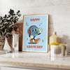 Earth Day vibrant Happy Groovy poster bold orange black hues eye wall art thoughtful gift print touch retro charm space sizes A4 cm A0