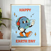 Earth Day vibrant Happy Groovy poster bold orange black hues eye wall art thoughtful gift print touch retro charm space sizes A4 cm A0