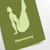 harmonie yoga affiche verte idéale sérénité équilibre espace un cadeau dimensions A4 cm A0