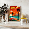 space Havana Cuba vintage travel poster rich shades blue red striking wall art essence retro charm gift decor piece multiple sizes A4 A0