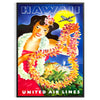 timeless charm Hawaii vibrant vintage travel poster stunning orange blue hues statement piece wall art thoughtful gift artwork tropical allure space sizes A4 cm A0