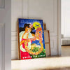timeless charm Hawaii vibrant vintage travel poster stunning orange blue hues statement piece wall art thoughtful gift artwork tropical allure space sizes A4 cm A0