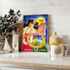 timeless charm Hawaii vibrant vintage travel poster stunning orange blue hues statement piece wall art thoughtful gift artwork tropical allure space sizes A4 cm A0