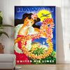 timeless charm Hawaii vibrant vintage travel poster stunning orange blue hues statement piece wall art thoughtful gift artwork tropical allure space sizes A4 cm A0