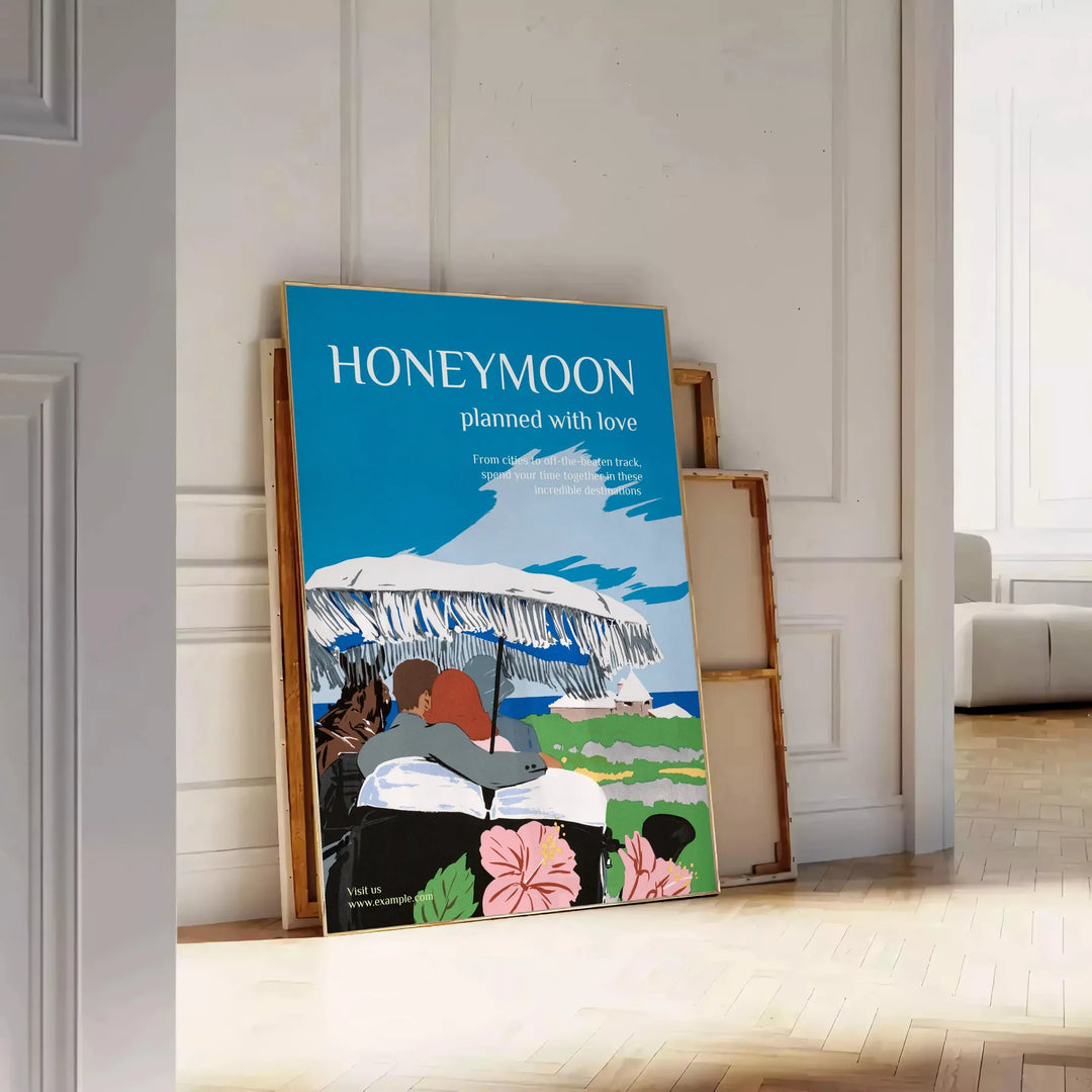 Honeymoon Travel Poster Art Print Travel Poster High Quality Frame Premium Print Home Decor Color