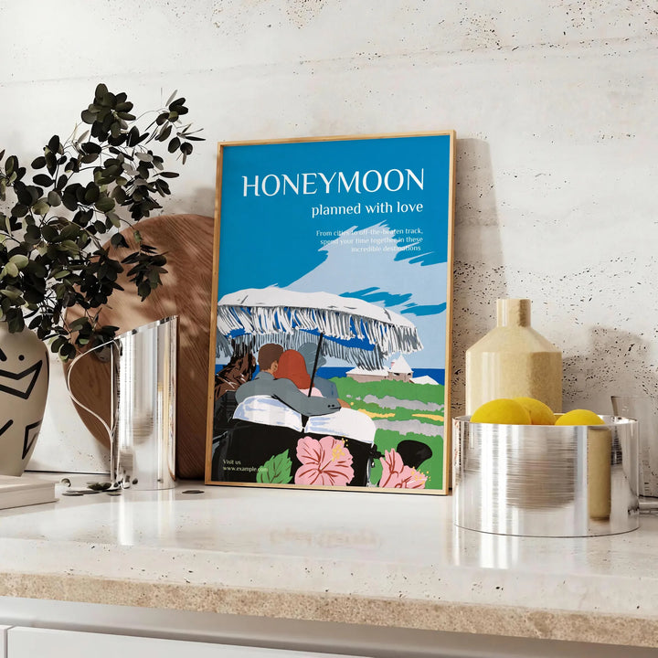 Honeymoon Travel Poster Art Print Travel Poster High Quality Frame Premium Print Home Decor Color