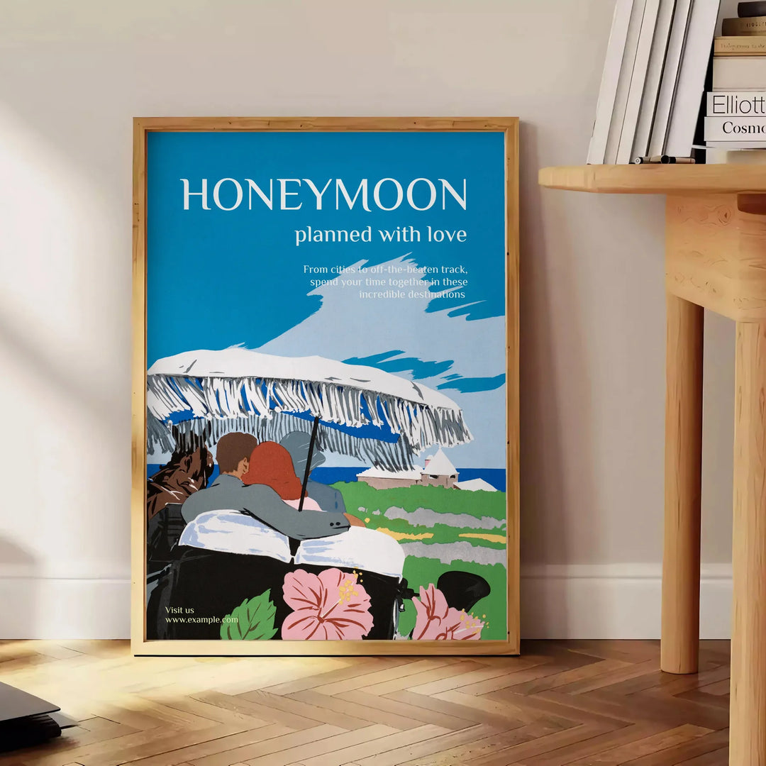 Honeymoon Travel Poster Art Print Travel Poster High Quality Frame Premium Print Home Decor Color