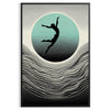 space dynamic human jump poster black gray tones wall art unique gift print motion modern style various sizes A4 cm A0 touch energy room today