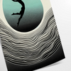 space dynamic human jump poster black gray tones wall art unique gift print motion modern style various sizes A4 cm A0 touch energy room today