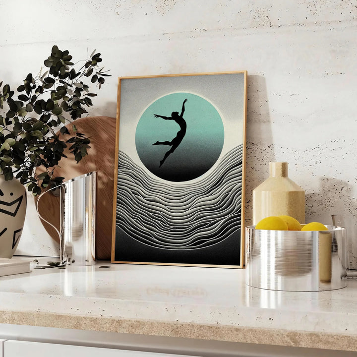 Human Jump Print Travel Poster High Quality Frame Premium Print Home Decor Color