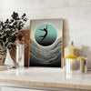 space dynamic human jump poster black gray tones wall art unique gift print motion modern style various sizes A4 cm A0 touch energy room today