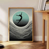 space dynamic human jump poster black gray tones wall art unique gift print motion modern style various sizes A4 cm A0 touch energy room today