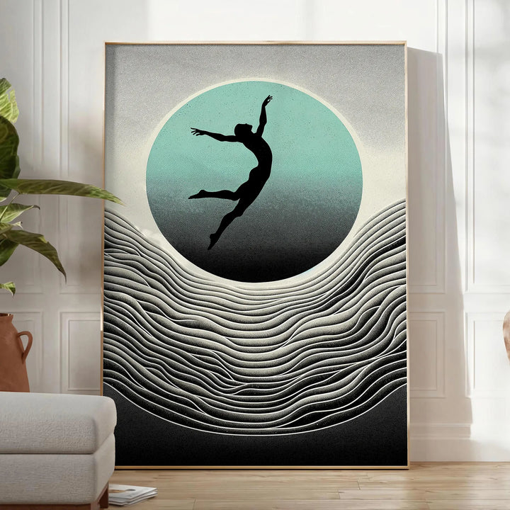 Human Jump Print Travel Poster High Quality Frame Premium Print Home Decor Color