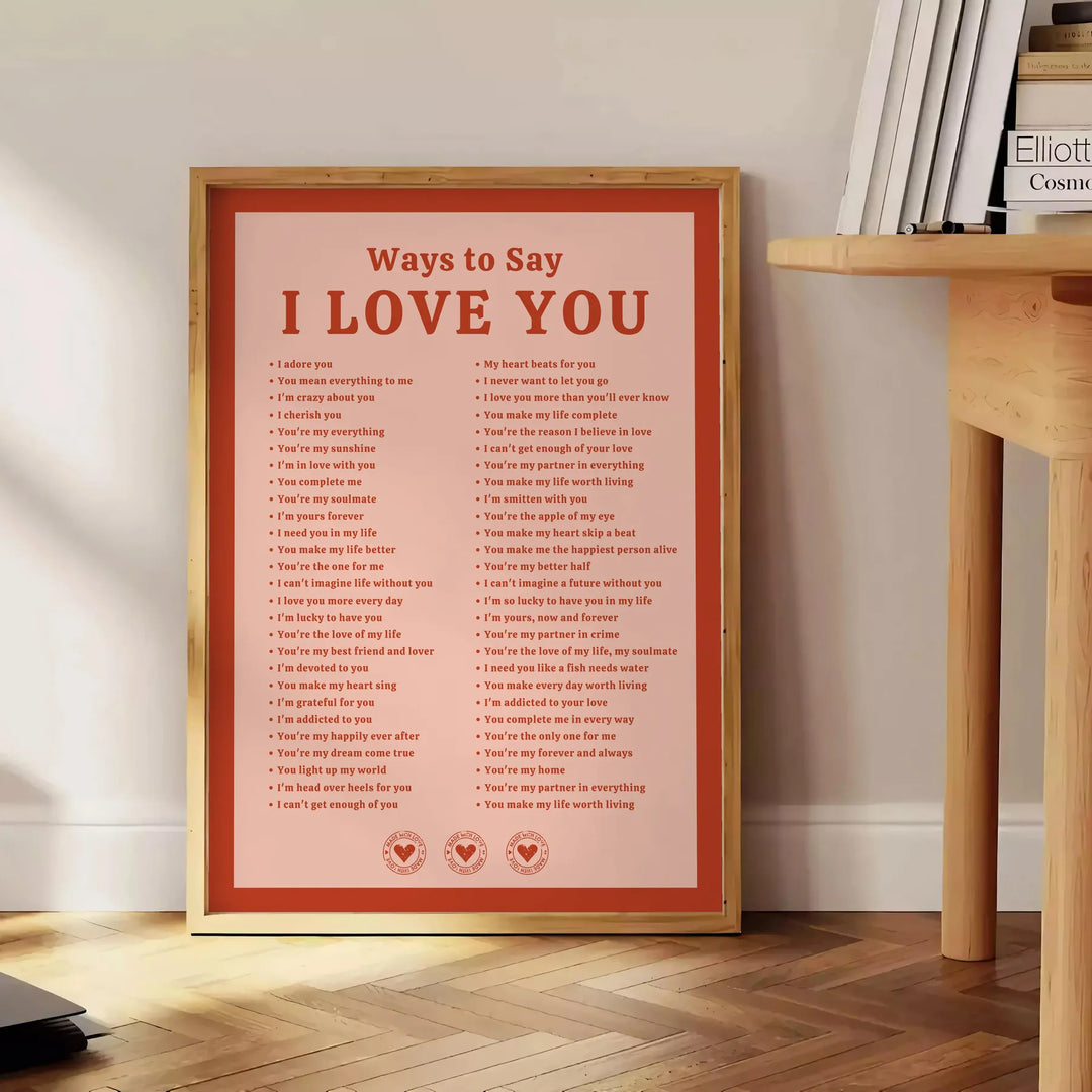 I Love You Art Print Travel Poster High Quality Frame Premium Print Home Decor Color