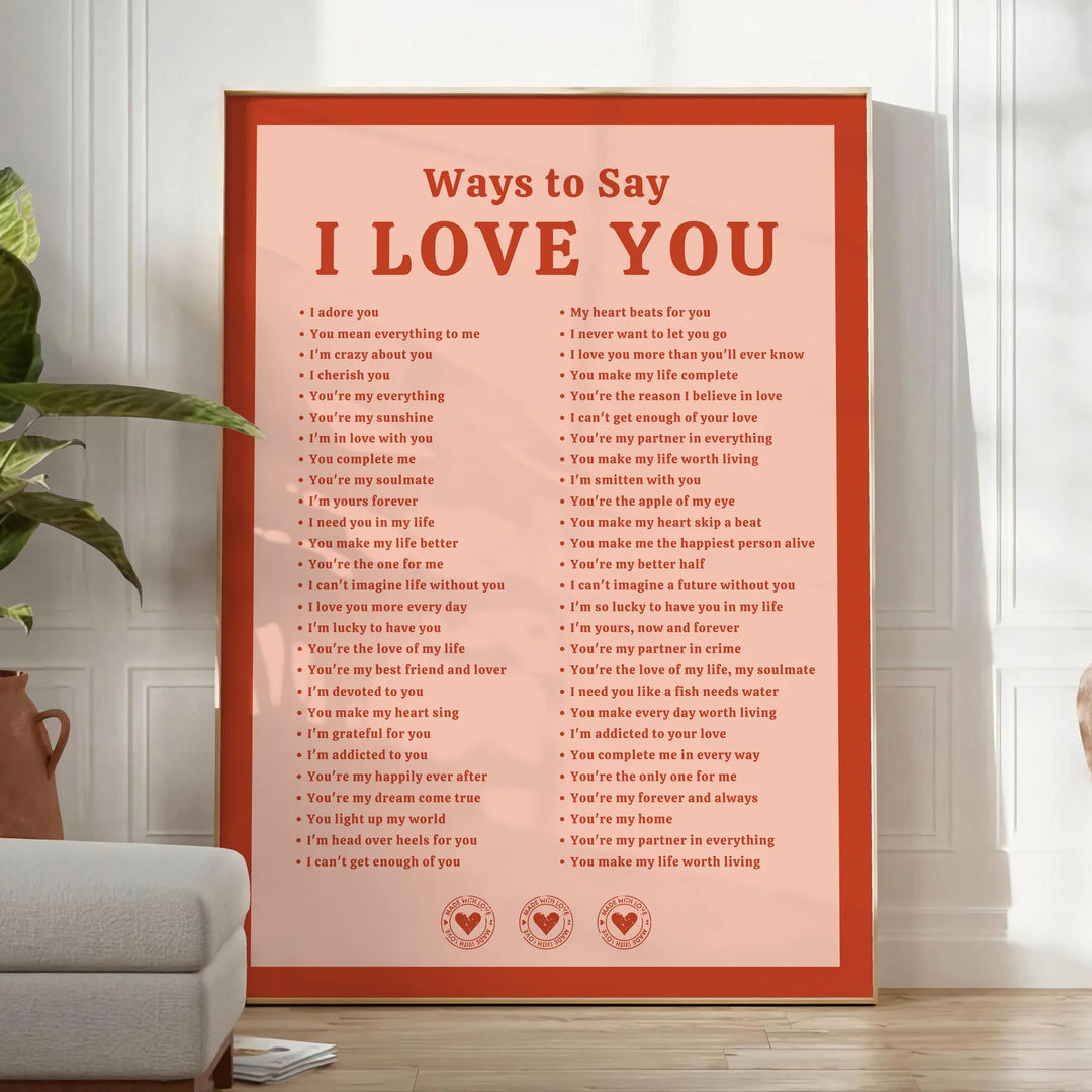 I Love You Art Print Travel Poster High Quality Frame Premium Print Home Decor Color