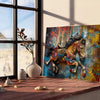 space vibrant impasto oil painting poster dynamic shades green gray captivating wall art perfect unique gift striking addition home decor A4 cm A0 print sizes
