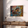 space vibrant impasto oil painting poster dynamic shades green gray captivating wall art perfect unique gift striking addition home decor A4 cm A0 print sizes