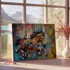 space vibrant impasto oil painting poster dynamic shades green gray captivating wall art perfect unique gift striking addition home decor A4 cm A0 print sizes