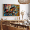 space vibrant impasto oil painting poster dynamic shades green gray captivating wall art perfect unique gift striking addition home decor A4 cm A0 print sizes