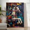 beauty impasto oil painting captivating poster green gray tones striking wall art piece texture depth space ideal gift lovers available