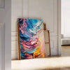 space vibrant impasto oil painting poster rich green blue hues art lover striking wall ideal gift framed unframed options decor style walls
