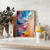 space vibrant impasto oil painting poster rich green blue hues art lover striking wall ideal gift framed unframed options decor style walls