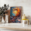space stunning impasto oil painting poster vibrant green orange hues wall art thoughtful gift artwork touch creativity room print personalized