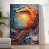 space stunning impasto oil painting poster vibrant green orange hues wall art thoughtful gift artwork touch creativity room print personalized