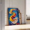 space stunning impasto oil painting poster vibrant orange blue hues captivating wall art piece thoughtful gift artwork color texture room