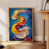 space stunning impasto oil painting poster vibrant orange blue hues captivating wall art piece thoughtful gift artwork color texture room