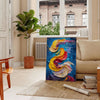 space stunning impasto oil painting poster vibrant orange blue hues captivating wall art piece thoughtful gift artwork color texture room