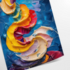 space stunning impasto oil painting poster vibrant orange blue hues captivating wall art piece thoughtful gift artwork color texture room
