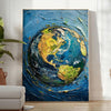 captivating beauty impasto oil painting vibrant poster shades green blue wall art unique gift artwork texture serenity space sizes A4