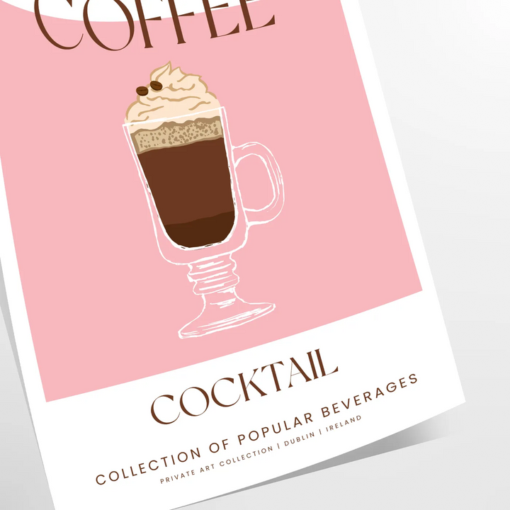 Irish Coffee Cocktail Art Print Travel Poster High Quality Frame Premium Print Home Decor Color