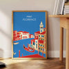 charm Italy Vintage Florence Travel Poster lush greens blues captivating wall art transports heart Tuscany gift space A4 cm A0
