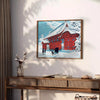 space charming Japan Vintage Poster blue red hues wall art unique gift artwork essence timeless elegance various sizes decor A4 cm A0