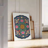 touch elegance space stunning Japanese vintage poster green blue hues wall art unique gift print timeless charm design sizes A4 cm A0