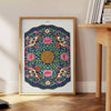 touch elegance space stunning Japanese vintage poster green blue hues wall art unique gift print timeless charm design sizes A4 cm A0