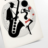 space vibrant jazz music dance poster orange white wall art eye artwork ideal gift lovers multiple sizes A4 cm extra - large A0