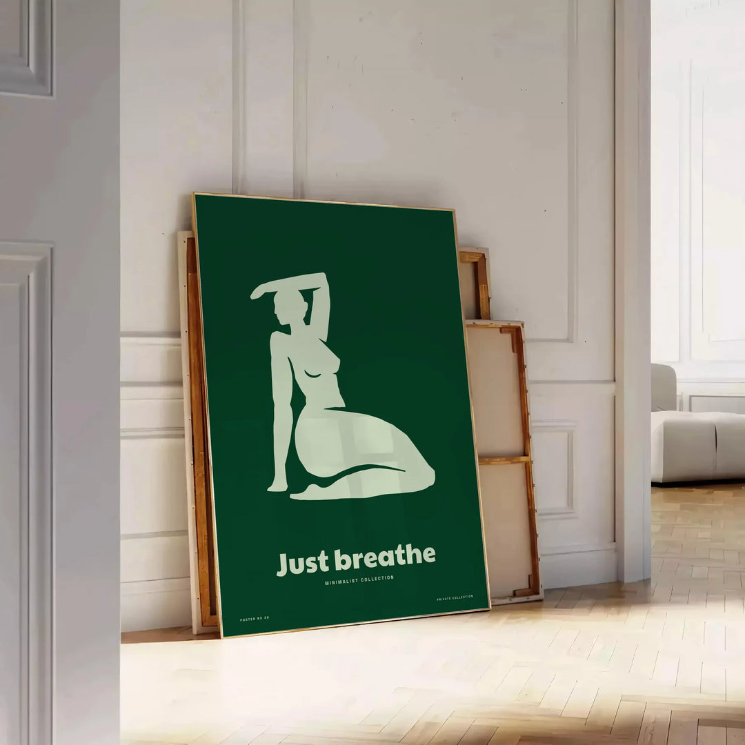 Just Breathe Yoga Poster Travel Poster High Quality Frame Premium Print Home Decor Color