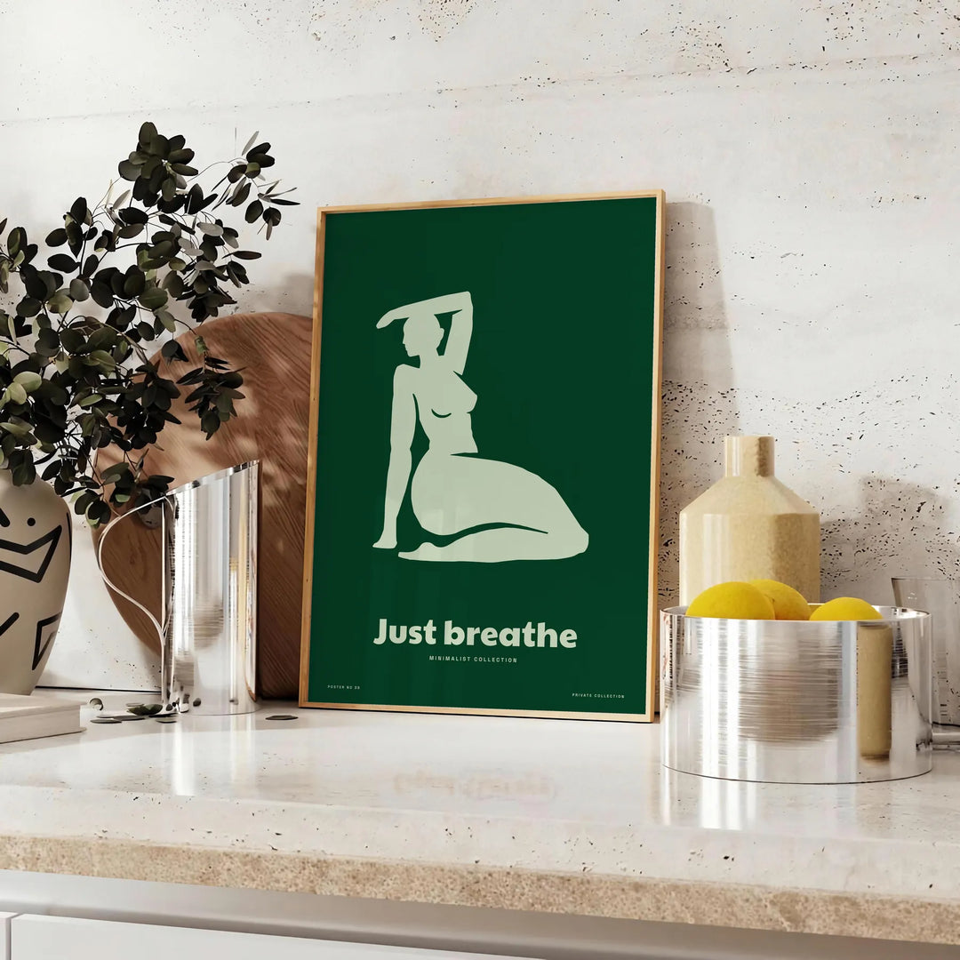 Just Breathe Yoga Poster Travel Poster High Quality Frame Premium Print Home Decor Color