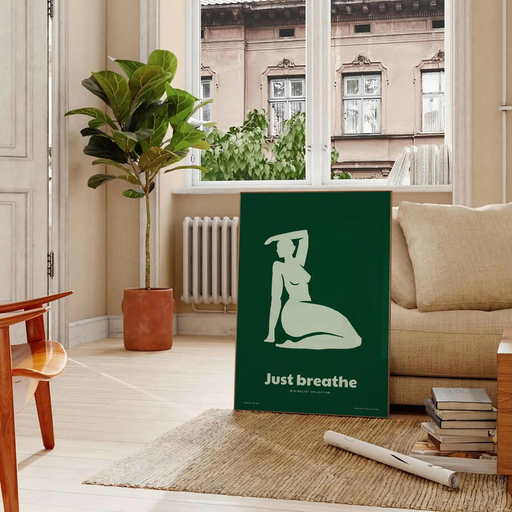 Just Breathe Yoga Poster Travel Poster High Quality Frame Premium Print Home Decor Color