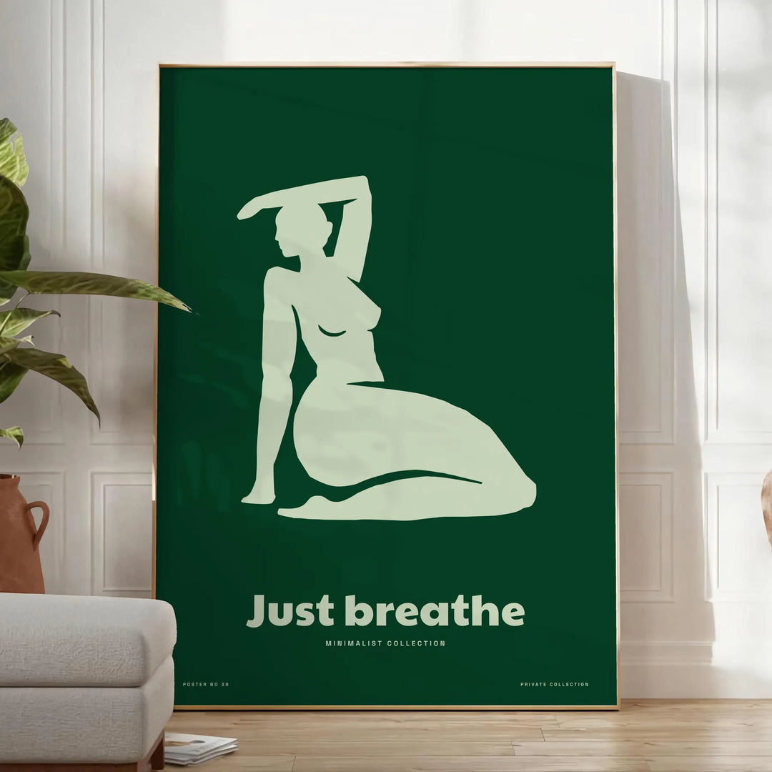 Just Breathe Yoga Poster Travel Poster High Quality Frame Premium Print Home Decor Color