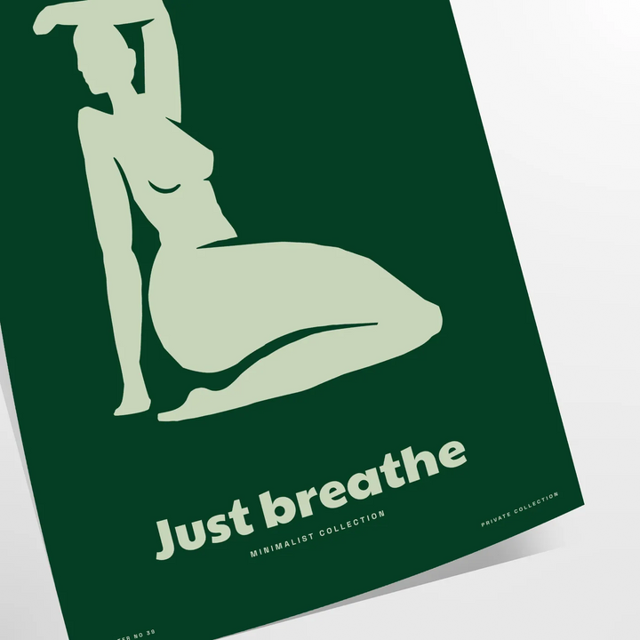 Just Breathe Yoga Poster Travel Poster High Quality Frame Premium Print Home Decor Color