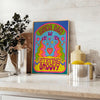 space Kinda Sad Staying Groovy poster blue purple hues wall art unique gift print blend melancholy rhythm various sizes A4 cm A0